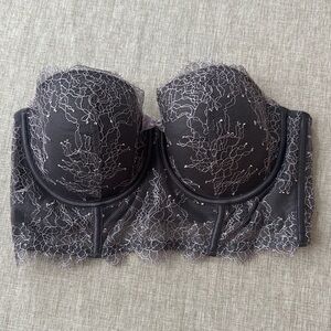 Victoria’s Secret Very Sexy Strapless Demi‎ purple lace longline corset size 36B